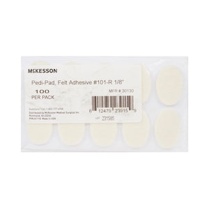 McKesson Pedi-Pad Felt Adhesive Pad 1/8", 100 Per Pack - 30130-Pack - LL Medico