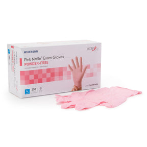 McKesson Pink Nitrile Exam Gloves, Powder-Free - 14-6NPNK2-Box - LL Medico