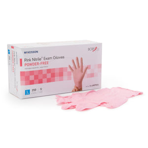 McKesson Pink Nitrile Exam Gloves, Powder-Free - 14-6NPNK2-Box - LL Medico
