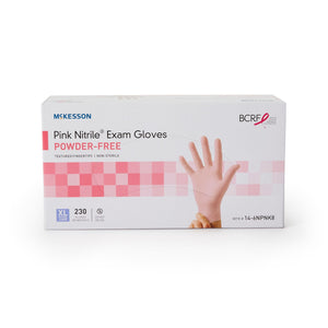 McKesson Pink Nitrile Exam Gloves, Powder-Free, Extra Large, Box of 230 - 14-6NPNK8-Box - LL Medico