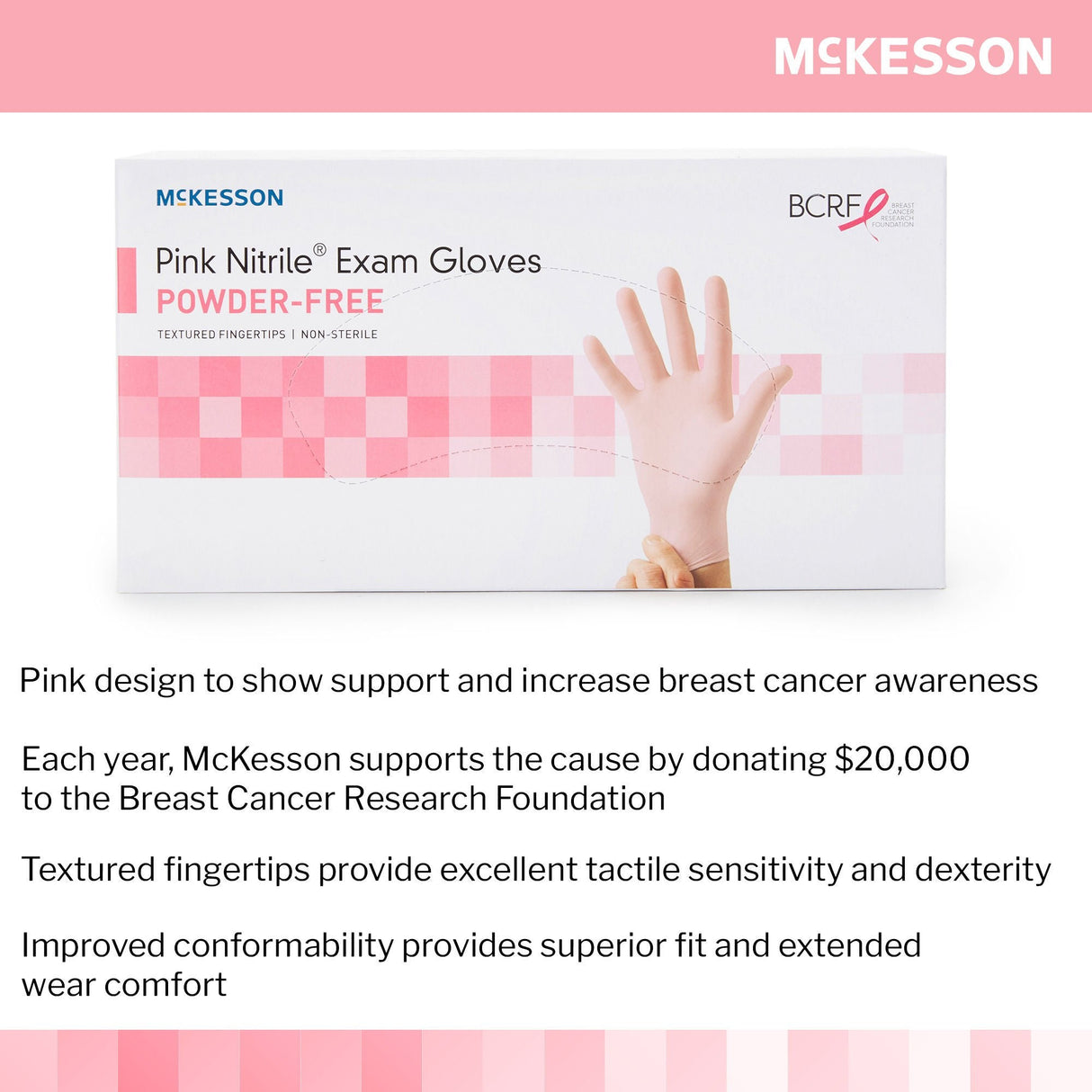 McKesson Pink Nitrile Nitrile Exam Glove, Extra Large, Pink - 14-6NPNK8-Box - LL Medico