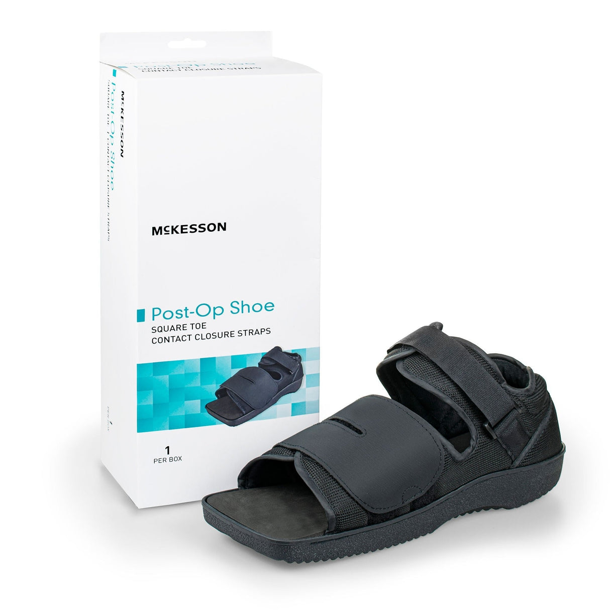 McKesson Post-Op Shoe, Square Toe, Contact Closure Straps, Unisex, Black - 155-79-81233-Single - LL Medico