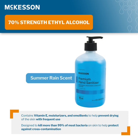 McKesson Premium Hand Sanitizer Gel, Summer Rain Scent, 18 oz - 53-28037-18-Single - LL Medico