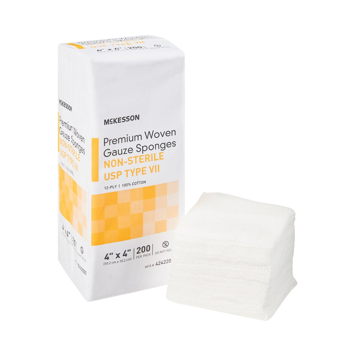 McKesson Premium Woven Gauze Sponges Non-Sterile USP Type VII, 12-Ply, 4" x 4" - 42422000-Pack - LL Medico