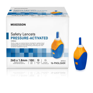 McKesson Prevent Safety Lancet Fixed Depth Lancet Needle, Pressure Activated, 100 ct - 16-PASL30GX - LL Medico