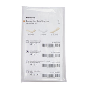 McKesson Protective Skin Sleeve, Arm/Wrist/Hand, Medium, Beige, 18" x 3" - 61-GL1000B-Pair - LL Medico