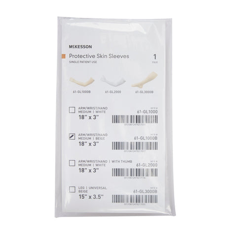 McKesson Protective Skin Sleeve, Arm/Wrist/Hand, Medium, Beige, 18" x 3" - 61-GL1000B-Pair - LL Medico