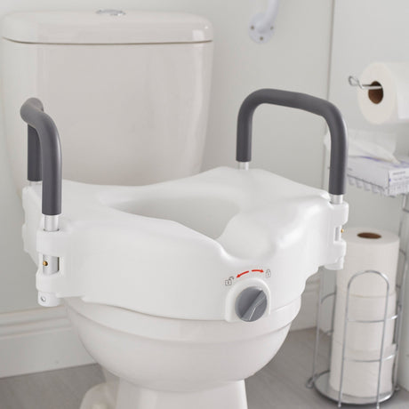 McKesson Raised Toilet Seat with Lock and Arms, 300 lb Weight Capacity - 146-RTL12027RA - LL Medico
