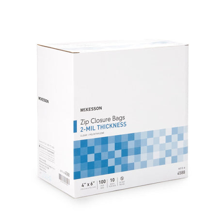 McKesson Reclosable Bag, Zipper Closure, 4" x 6", Polyethylene, Clear - 4588-Single - LL Medico