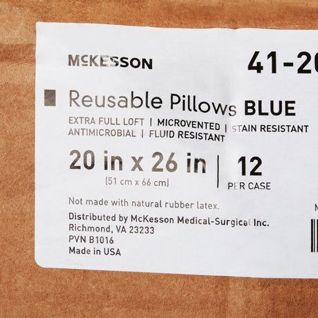 McKesson Reusable Bed Pillow, 20" x 26", Blue - 41-2026-BXF-Single - LL Medico