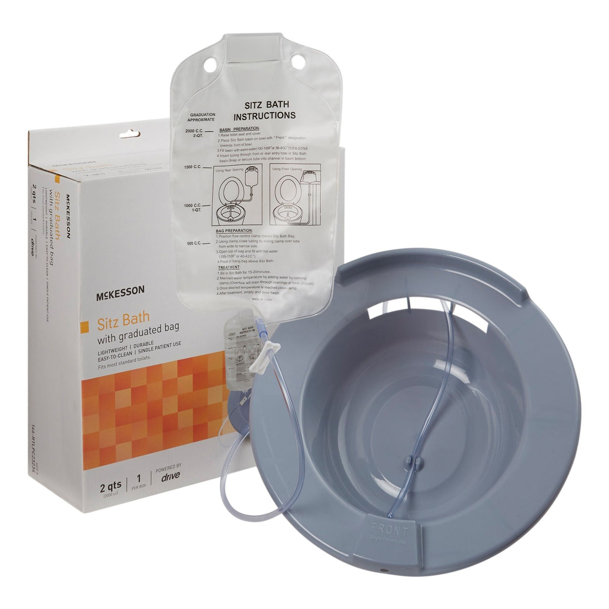 McKesson Round Sitz Bath, Gray, 2000 mL - 146-RTLPC23234-Single - LL Medico