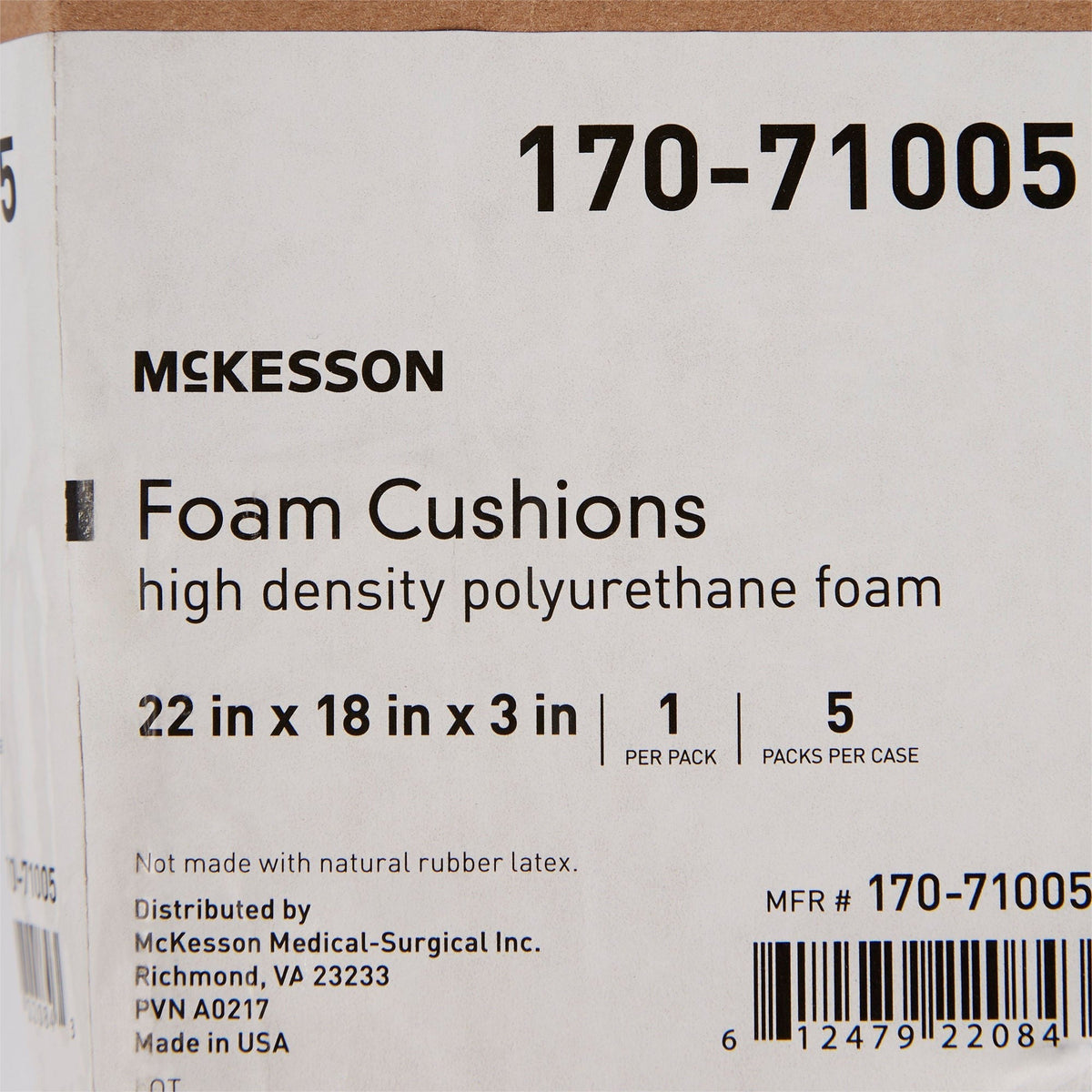 McKesson Seat Cushion, Polyurethane, 22" x 18" x 3" - 170-71005-Single - LL Medico