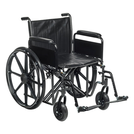 McKesson Standard 22" Wheelchair with Swing away Footrests and Detachable Desk Arms, 18" Back Height - 146-STD22ECDFA-SF - LL Medico