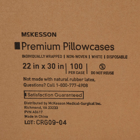 McKesson Standard Pillowcase, Disposable, White, 22" x 30" - 16-MS400-Case - LL Medico