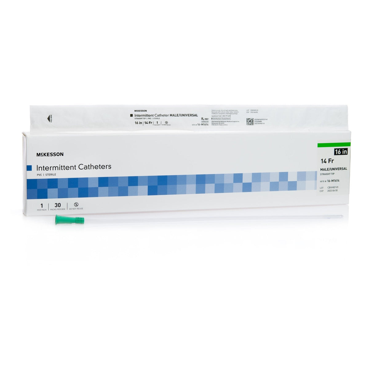 McKesson Straight Tip PVC Hydrophilic Coated Catheter, Unisex - 16-MH1610-Box - LL Medico