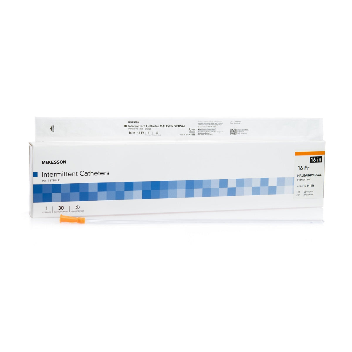 McKesson Straight Tip PVC Urethral Catheter, Male - 16-M1610-Box - LL Medico