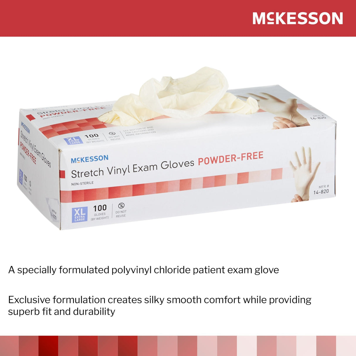 McKesson Stretch Vinyl Exam Glove, Extra Large, Ivory - 14-820-Box - LL Medico
