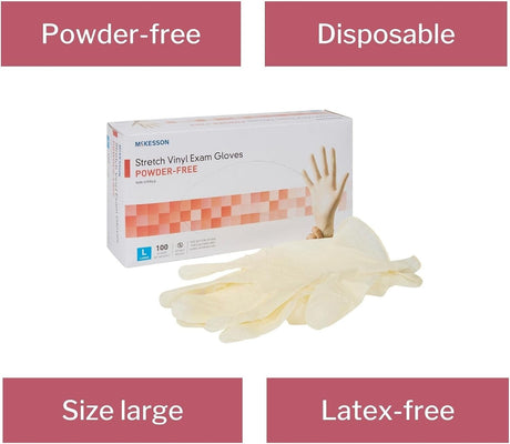 McKesson Stretch Vinyl Exam Gloves - 14-814-Box - LL Medico