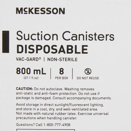 McKesson Suction Canister, Pour Lid, 800 mL - 16-43208-05-Box - LL Medico