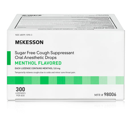 McKesson Sugar Free Cough Suppressant Oral Anesthetic Drops, Menthol Flavored - 98006-Box - LL Medico