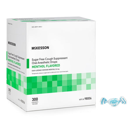 McKesson Sugar Free Cough Suppressant Oral Anesthetic Drops, Menthol Flavored - 98006-Box - LL Medico