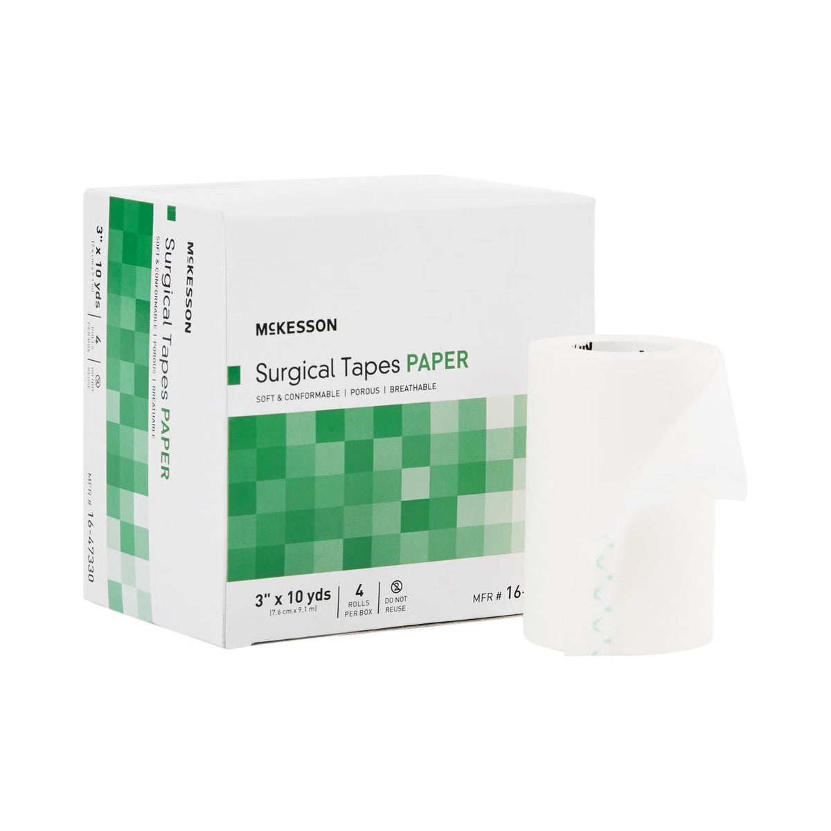 McKesson Surgical Tape Paper, Non-Sterile, White, 3" x 10 Yard - 16-47330-Single - LL Medico