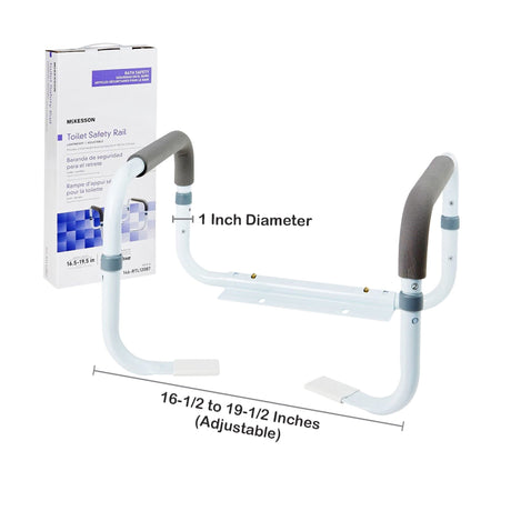 McKesson Toilet Safety Rail, White Steel, 16.5" to 19.5" Width - 146-RTL12087-Single - LL Medico