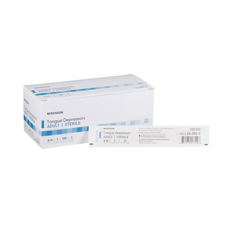 McKesson Tongue Depressor, Wood, Senior, 6", Sterile - 24-202-S-Case - LL Medico