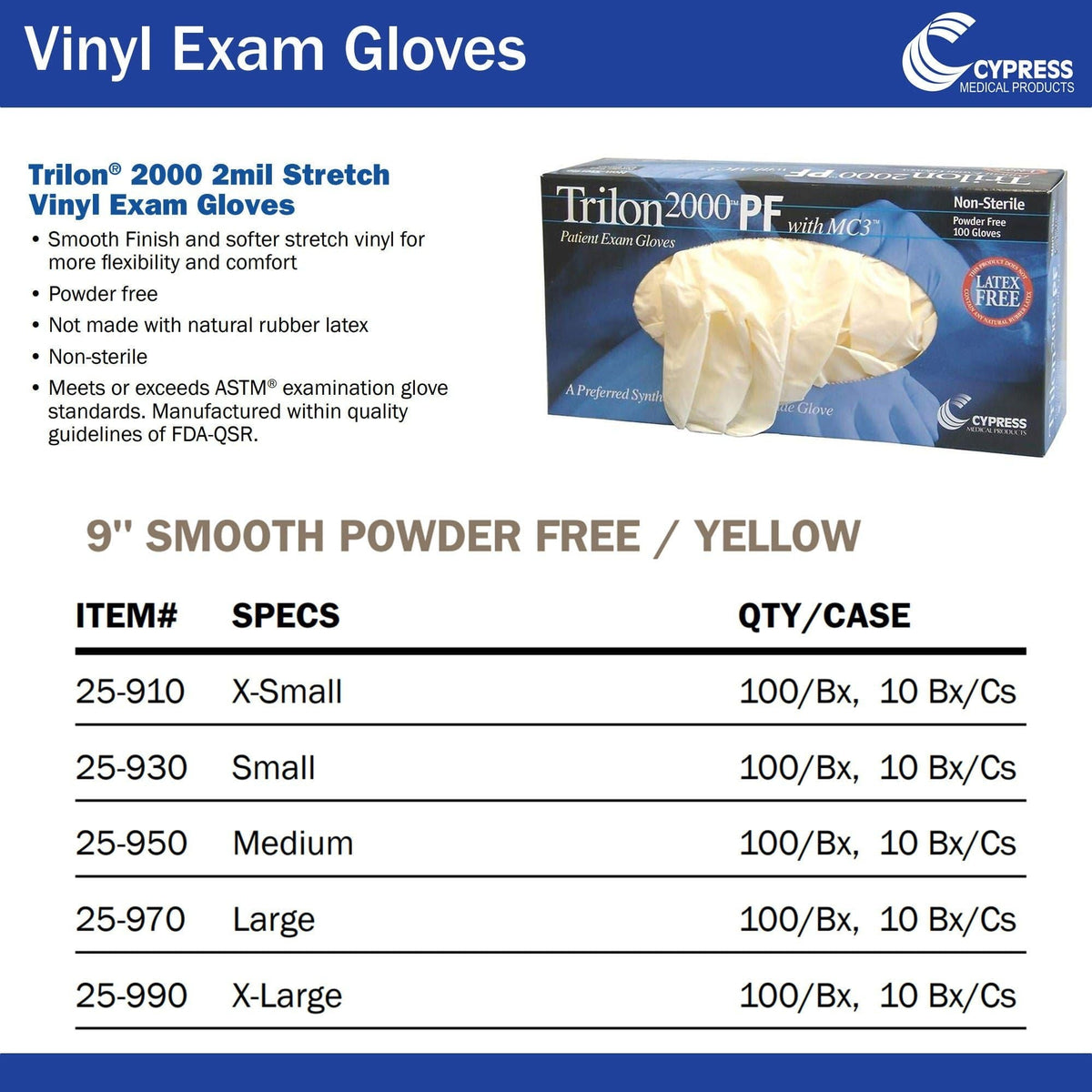 McKesson Trilon 2000 PF with MC3 Stretch Vinyl Exam Glove - 25-950-Box - LL Medico