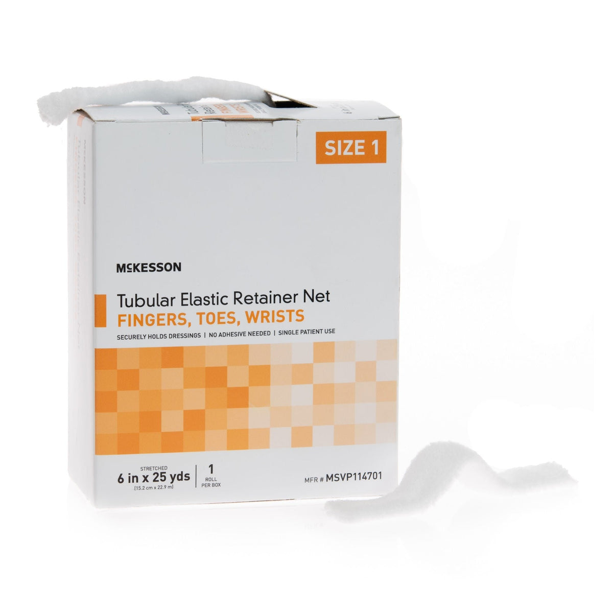 McKesson Tubular Elastic Retainer Net, Non-Sterile, Fingers/Toes/Wrists, Size 1, 6 In x 25 Yds - MSVP114701-Box - LL Medico