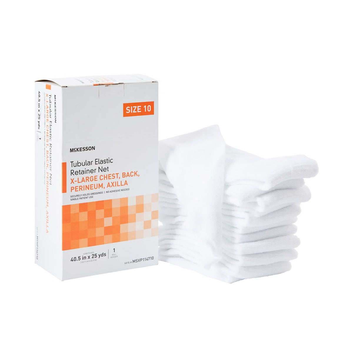 McKesson Tubular Elastic Retainer Net, Non-Sterile, Size 10, X-Large Chest/Back/Perineum/Axilla, 40.5 In x 25 Yds - MSVP114710-Box - LL Medico
