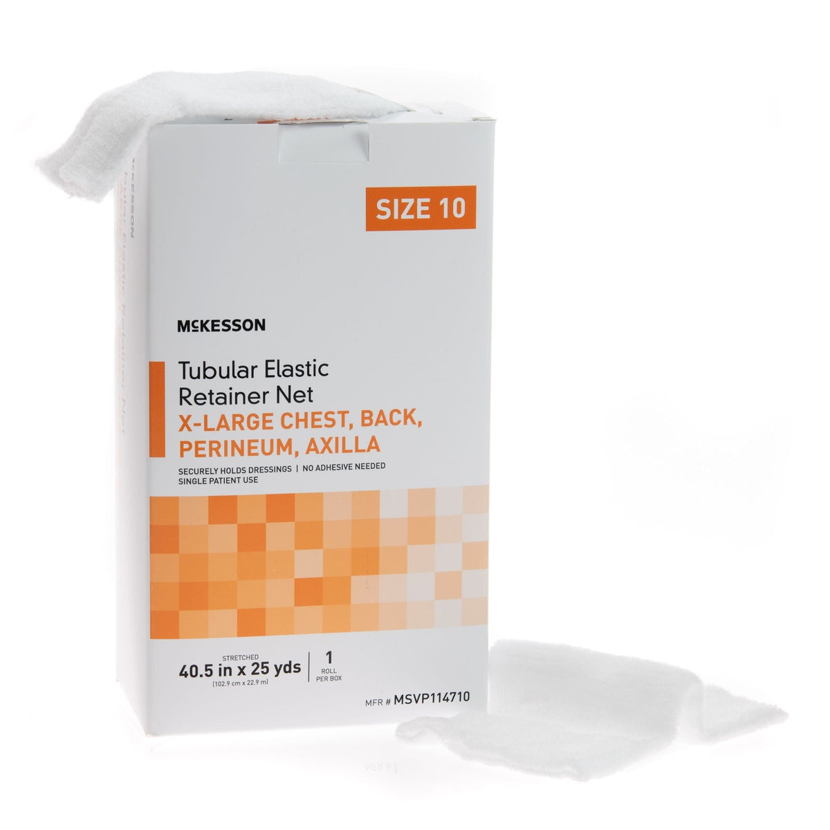 McKesson Tubular Elastic Retainer Net, Non-Sterile, Size 10, X-Large Chest/Back/Perineum/Axilla, 40.5 In x 25 Yds - MSVP114710-Box - LL Medico