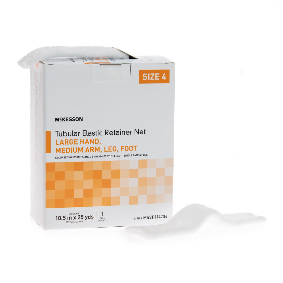 McKesson Tubular Elastic Retainer Net, Non-Sterile, Size 4, Large Hand/Medium Arm, Leg, Foot, 10.5 In x 25 Yds - MSVP114704-Box - LL Medico