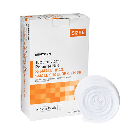 McKesson Tubular Elastic Retainer Net, Non-Sterile, Size 5, X-Small Head/Small Shoulder/Thigh, 14.5 In x 25 Yds - MSVP114705-Box - LL Medico