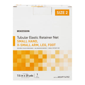 McKesson Tubular Elastic Retainer Net Small Hand/X-Small Arm, Non-Sterile, Leg, Foot, Size 2, 7.5 In x 25 Yds - MSVP114702-Box - LL Medico