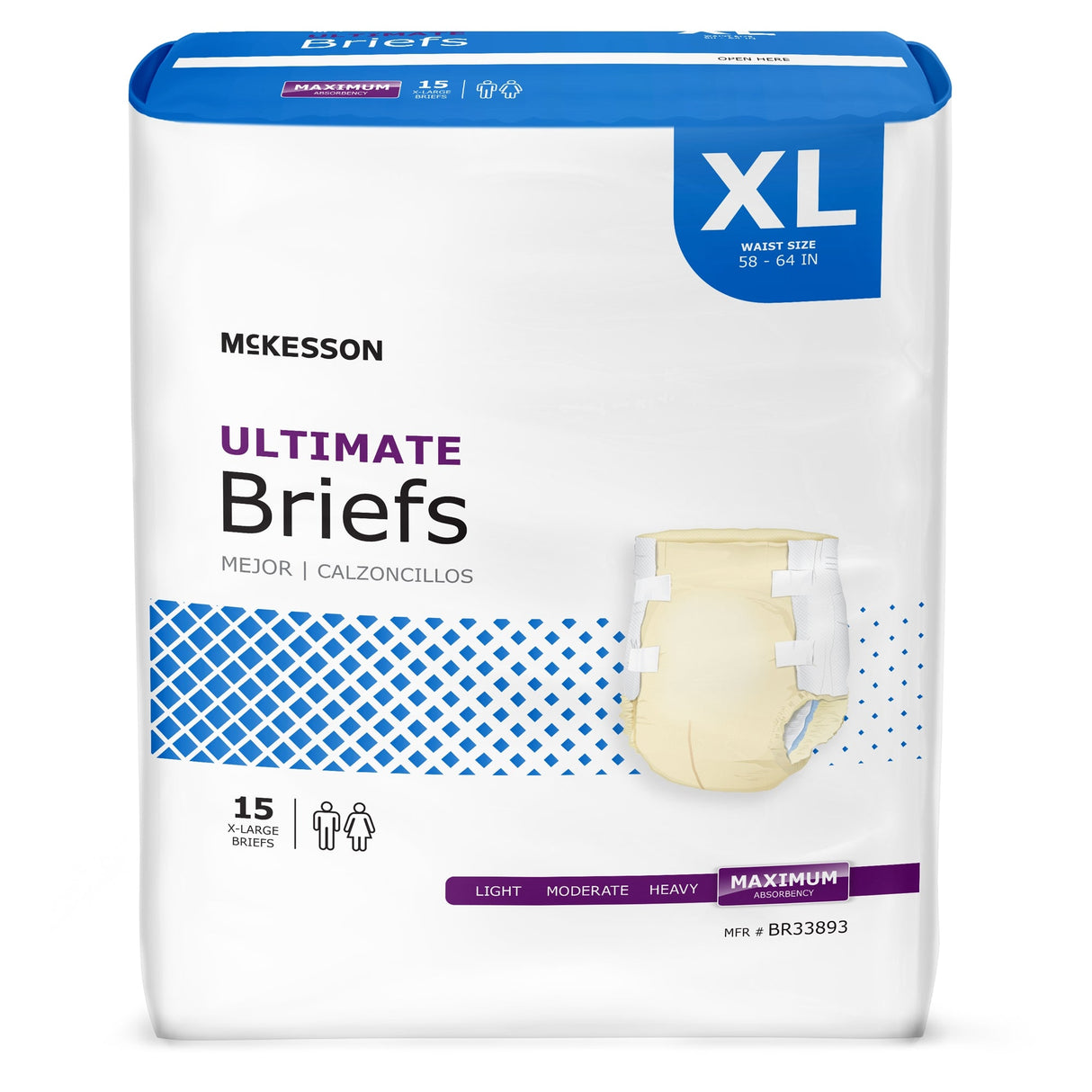 McKesson Ultimate Briefs, Maximum Absorbency - BR33893-Pack - LL Medico