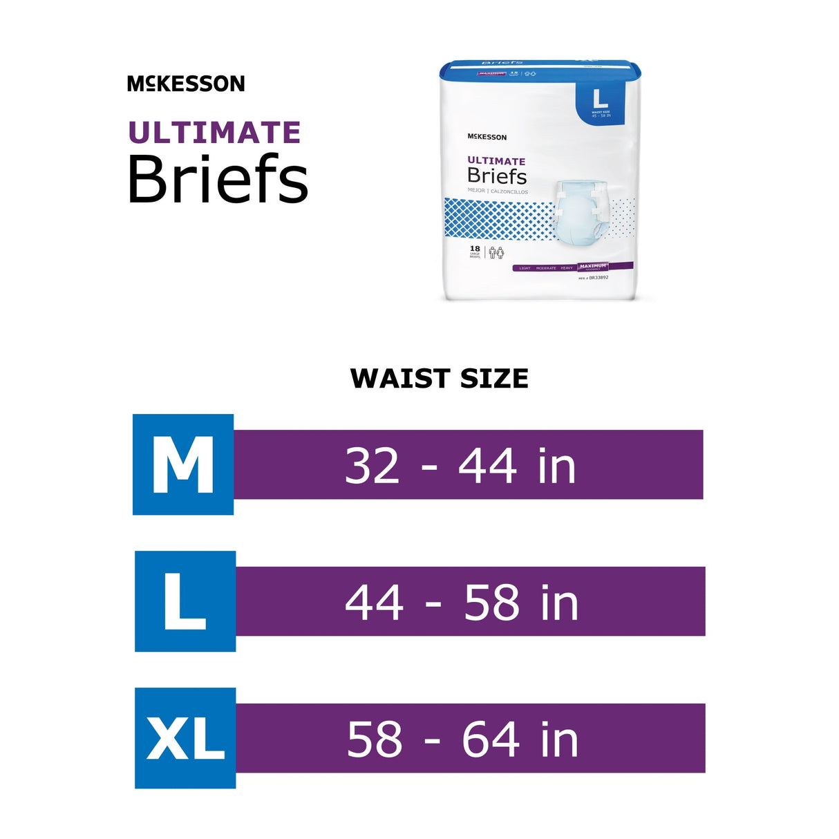McKesson Ultimate Briefs, Maximum Absorbency - BR33893-Pack - LL Medico