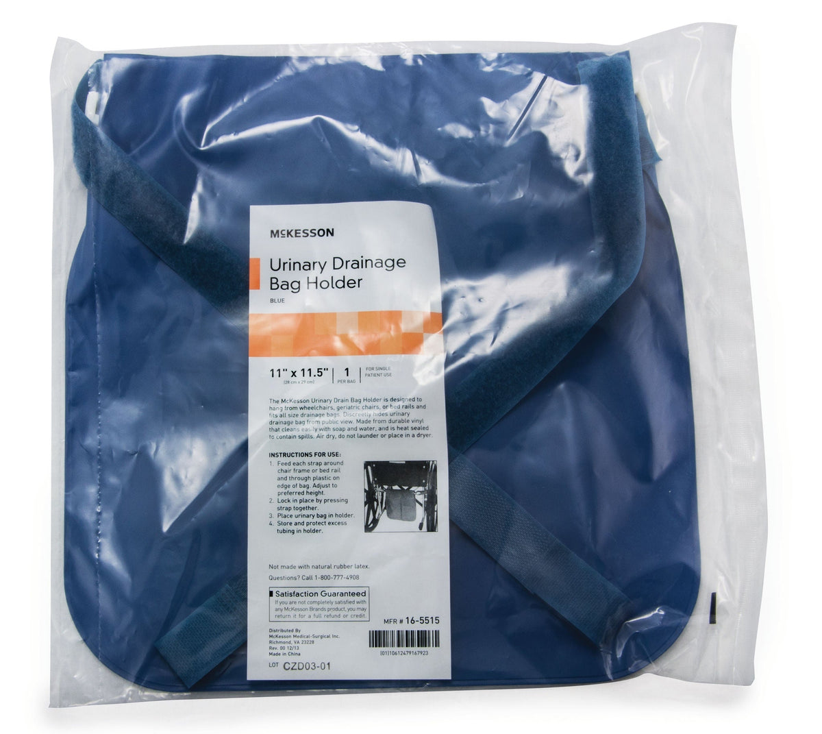 McKesson Urinary Drainage Bag Holder, Adjustable Straps, For Wheelchair, Geri-Chair or Bed Rails - 16-5515-Single - LL Medico