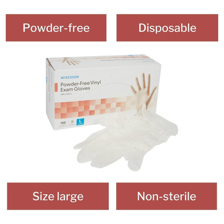 McKesson Vinyl Exam Gloves, Powder-Free, Non-Sterile - 14-164-Box - LL Medico