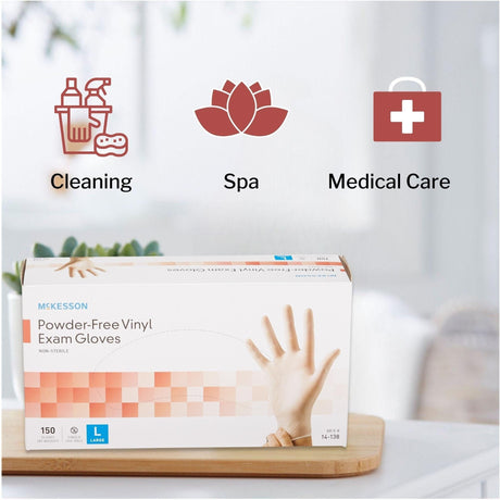 McKesson Vinyl Exam Gloves, Powder-Free, Non-Sterile - 14-164-Box - LL Medico