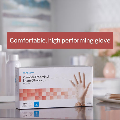 McKesson Vinyl Exam Gloves, Powder-Free, Non-Sterile - 14-164-Box - LL Medico
