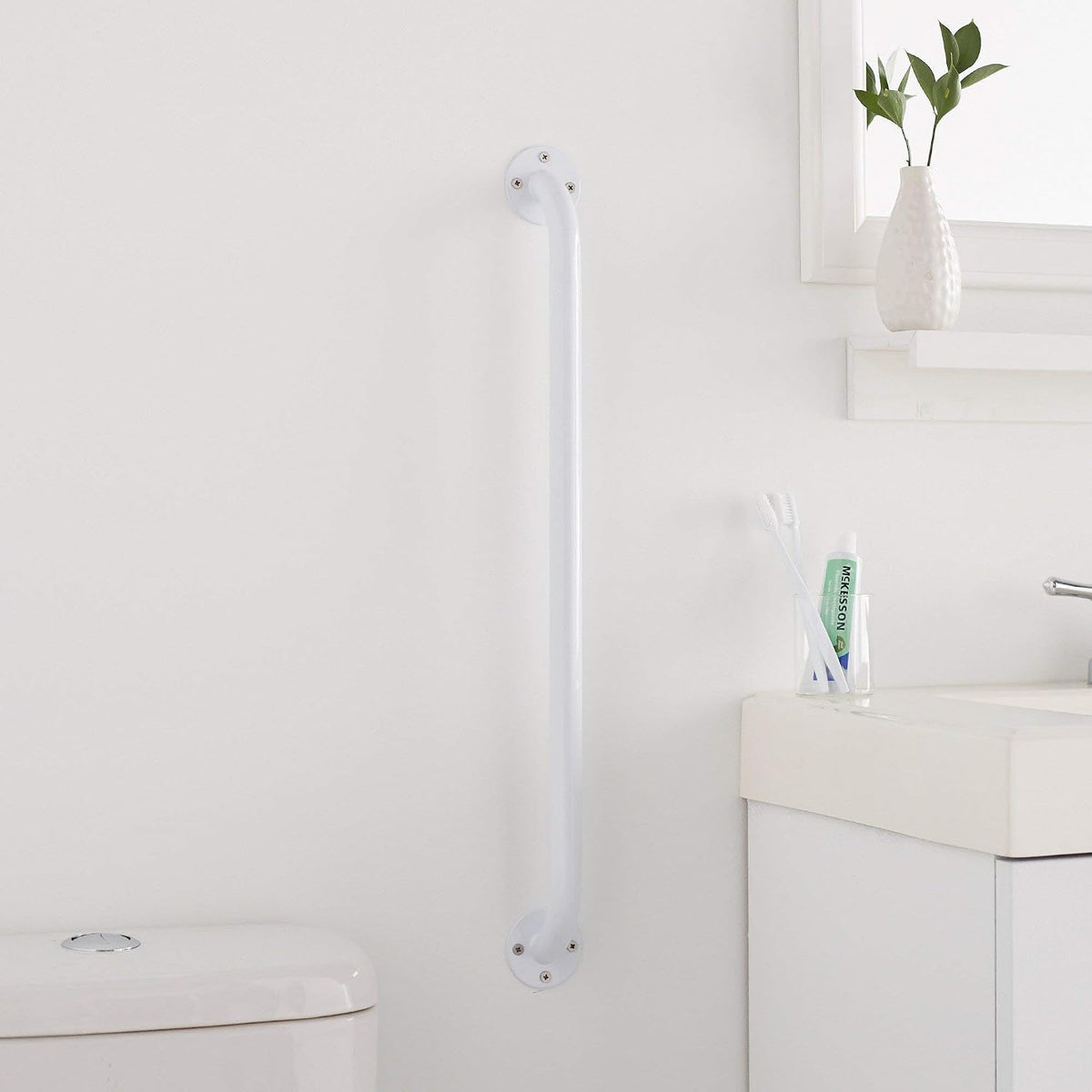 McKesson Wall Grab Bar, White Powder Coated Steel - 146-RTL12012 - LL Medico