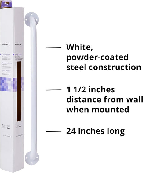 McKesson Wall Grab Bar, White Powder Coated Steel - 146-RTL12012 - LL Medico