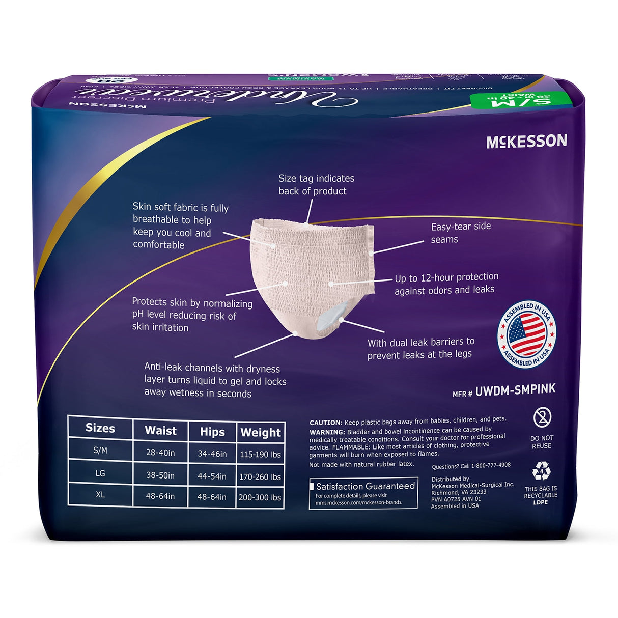 McKesson Women's Premium Discreet Pull On Absorbent Underwear, Maximum - UWDS-SMPINK-Pack - LL Medico