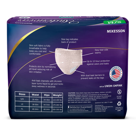 McKesson Women's Premium Discreet Pull On Absorbent Underwear, Maximum - UWDS-SMPINK-Pack - LL Medico