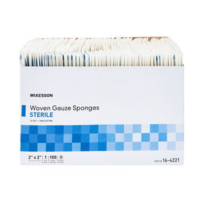 McKesson Woven Gauze Sponges Sterile, 12-Ply 100% Cotton, 2" x 2" - 16-4221-Box - LL Medico