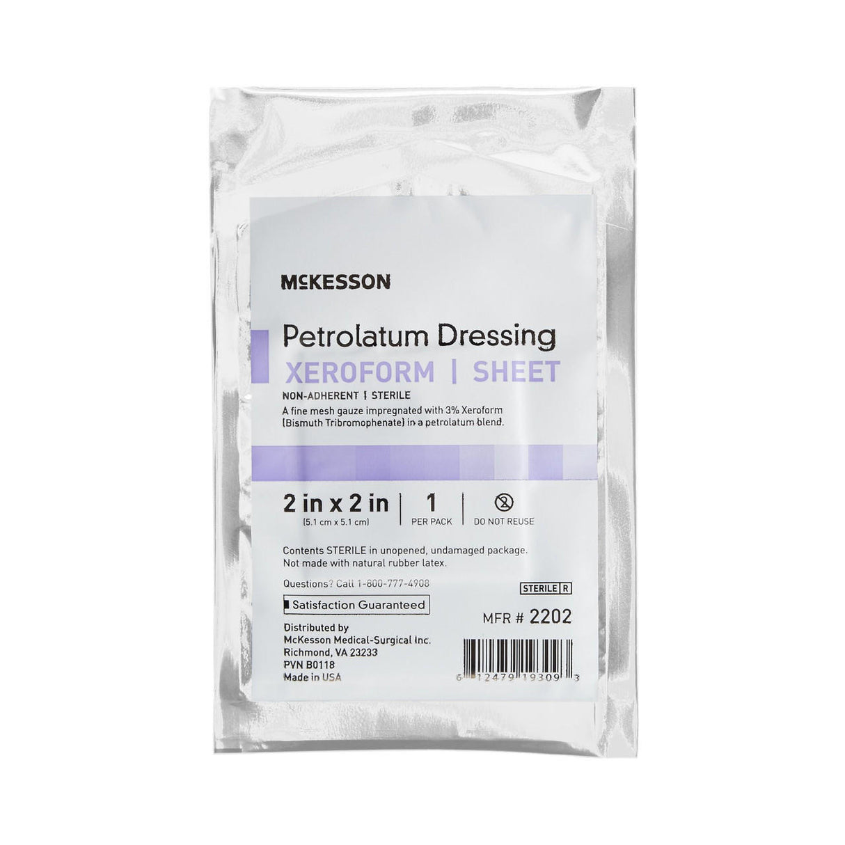 McKesson Xeroform Petrolatum Gauze Dressing, 2 x 2 Inch, Sterile - 2202-Box - LL Medico