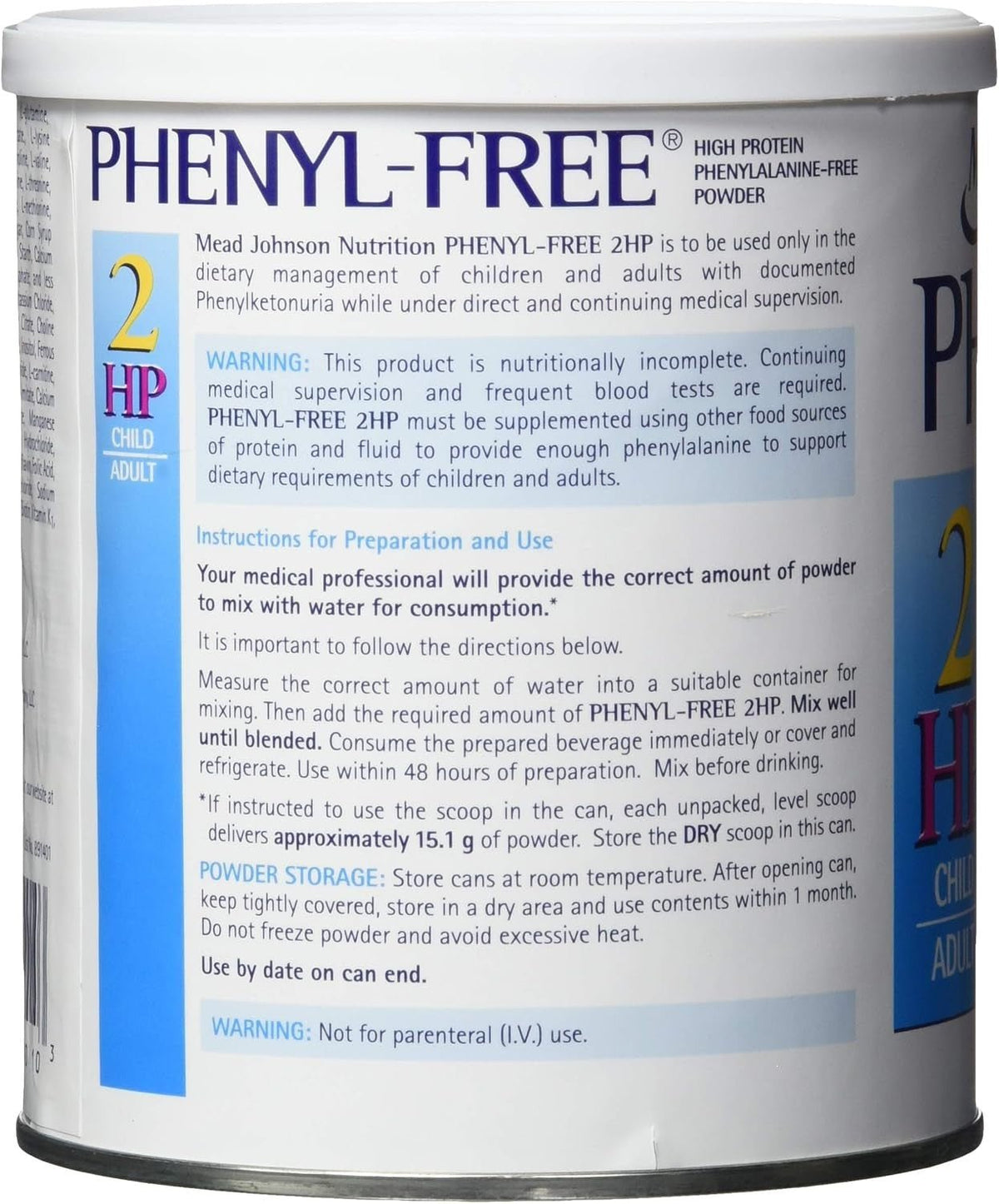 Mead Johnson Phenyl-Free 2HP Medical Food Powder, Vanilla, 1 lb - 891401-Single - LL Medico