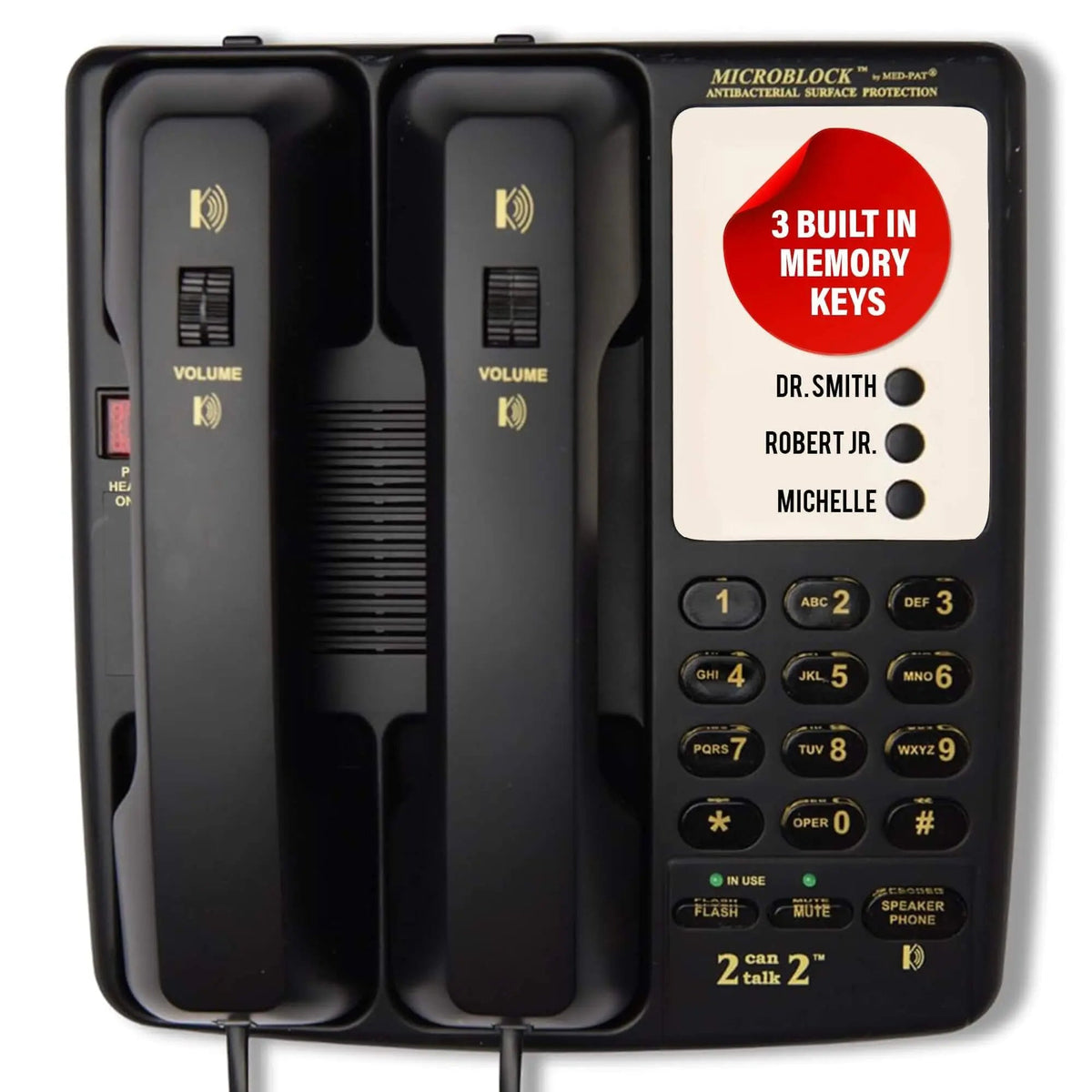 Med-Pat D2200 Dual-Handset Landline Phone | 2 Can Talk 2