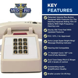 Med-Pat D2600C Retro Corded Desk Phone | Beige & Volume Boost